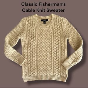 Fisherman’s Cable Knit Sweater In Ivory‎